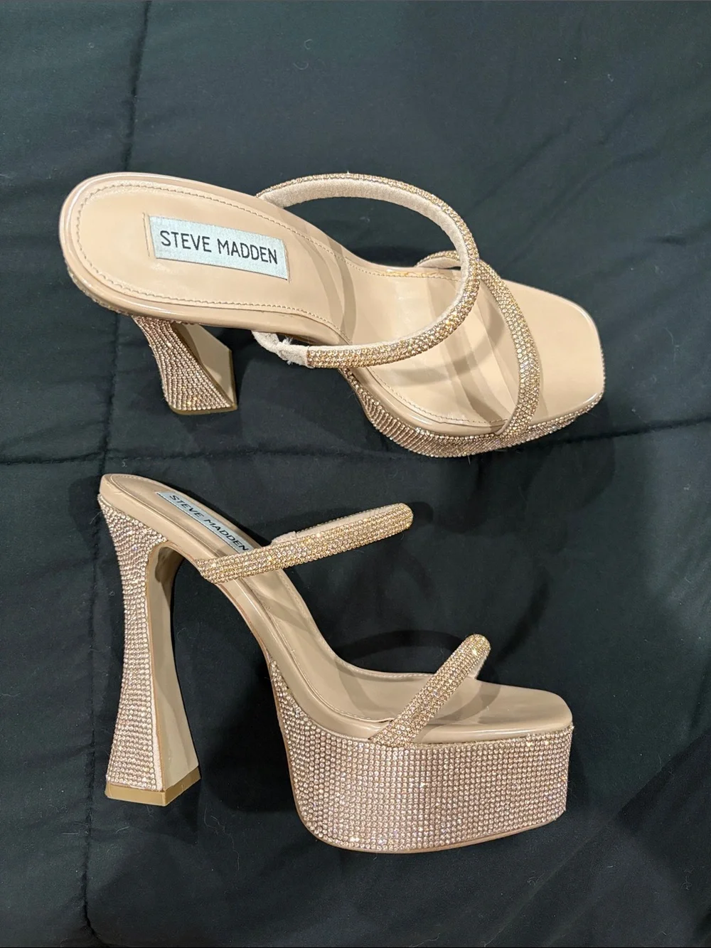 Steve Madden Rose Gold Rhinestone Platform Heels